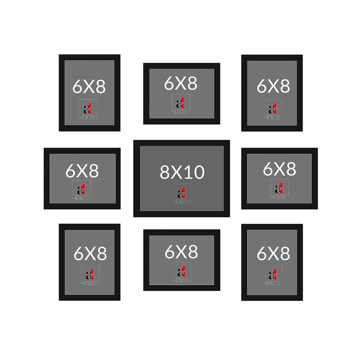 Wall Photo Frame Set of 8 | Gallery Wall Collage Picture Frames | Family Photo Display for Home Decor | Wall Hanging | 8x8 & 8x12 Inch