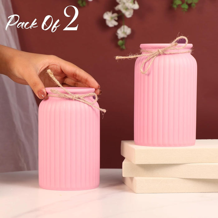 Beautiful Flower Vases PVC Pot for Plants Stand Elegant Ribbed Texture White Vase Made of Durable Plastic PVC Height - 15 cm