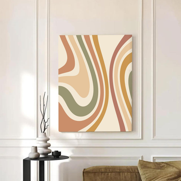 Abstract Rainbow Stretched Canvas Wall Art Modern Boho Illustration Painting for Home & Office Wall Decor, (16x22 Inch)