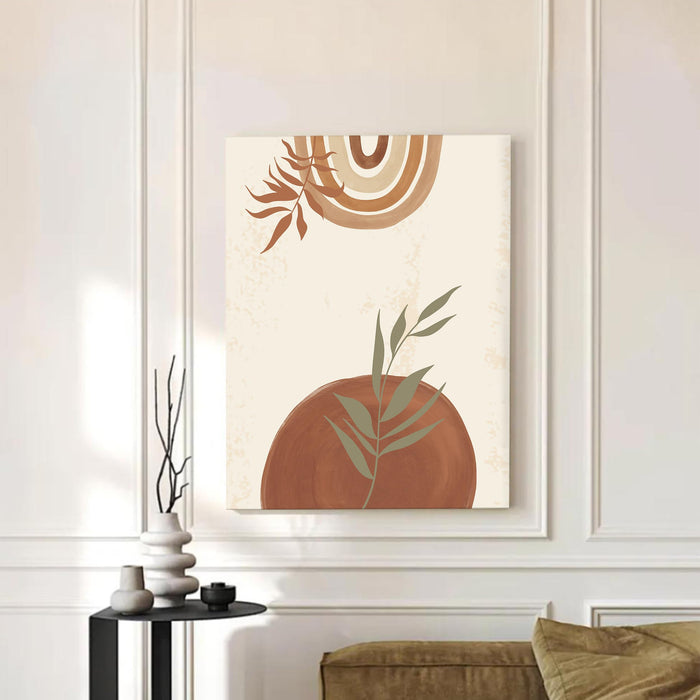 Abstract Botanical Leafs with Modern Boho theme Stretched Canvas Wall Art Illustration Painting for Home & Office Wall Decor, (16x22 Inch)