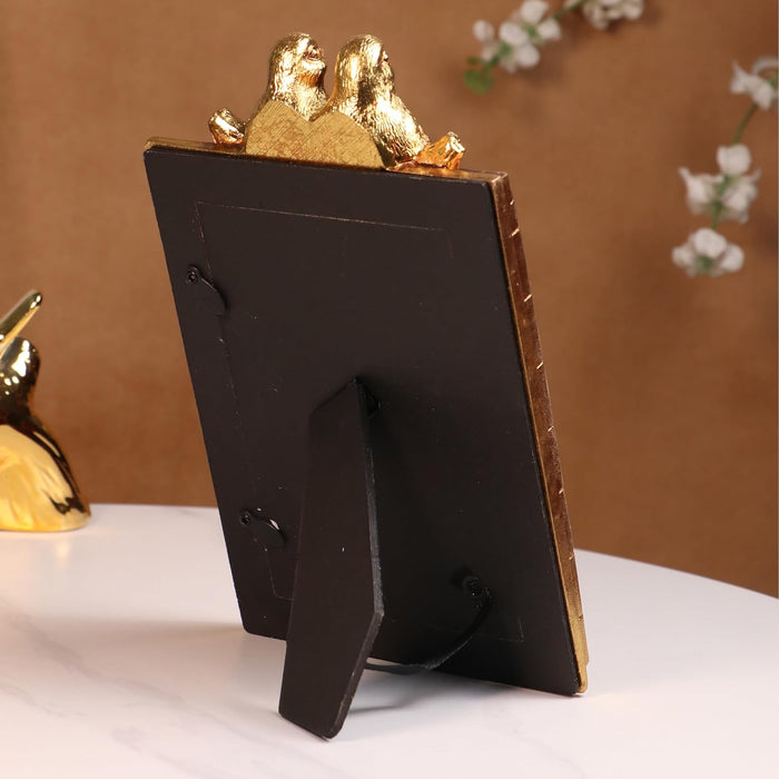 Vintage 4x6 Inch Photo Frame Golden Brown – European Style Resin Picture Frame with Birds Design, Tabletop Display, Antique Look, 10x15 cm