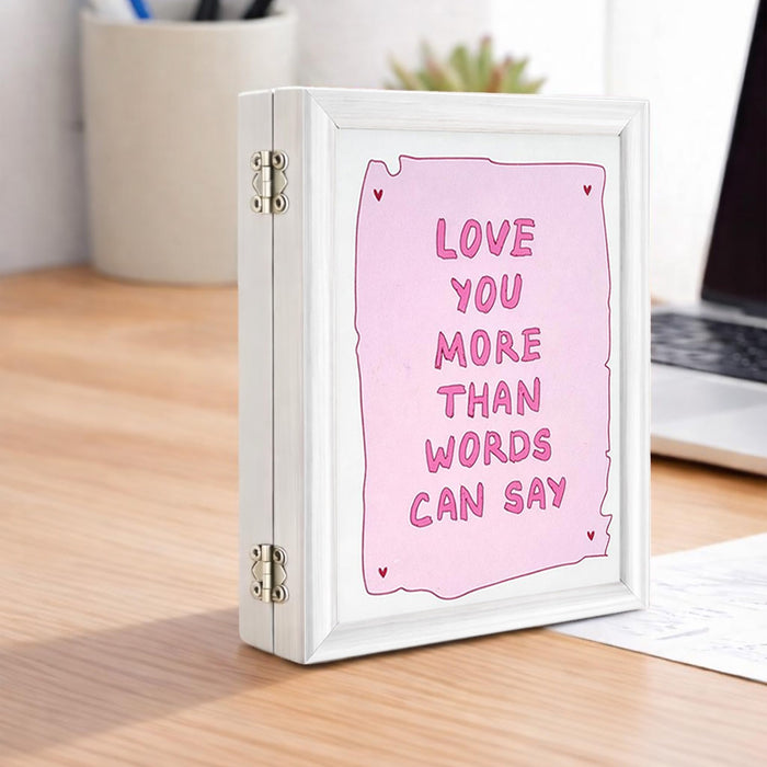 Greeting Card Photo Frame for Couples, Wooden Double Folding Love Photo Frame with Clip, Valentine’s Day Romantic Gift for Boyfriend, Girlfriend, Anniversary Wedding (5.2 x 7.2 Inch, White)