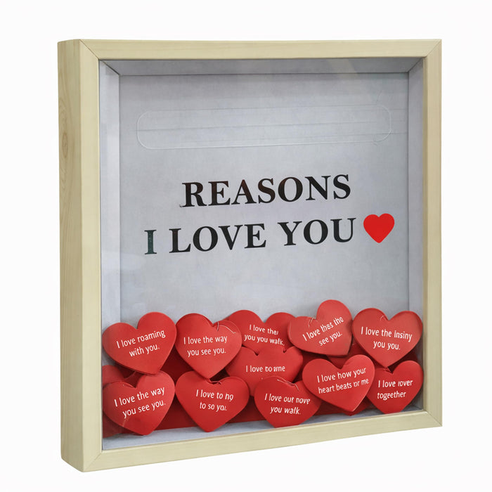 Reasons I Love You Shadow Box Frame, Customizable Gift Box with Love Message Notes, Romantic Valentine’s Day Gift for Girlfriend Boyfriend Spouse Partner, Couple Memory 22x22 cm, Art Street
