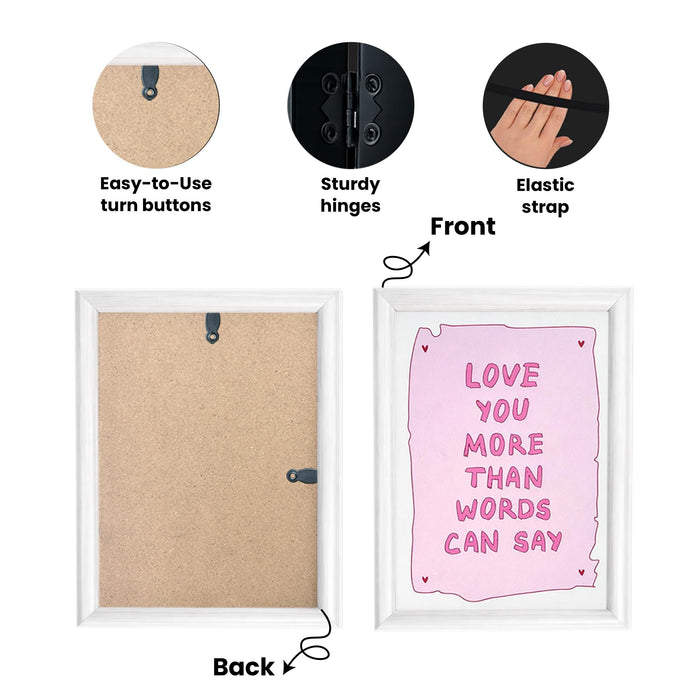 Greeting Card Photo Frame for Couples, Wooden Double Folding Love Photo Frame with Clip, Valentine’s Day Romantic Gift for Boyfriend, Girlfriend, Anniversary Wedding (5.2 x 7.2 Inch, White)