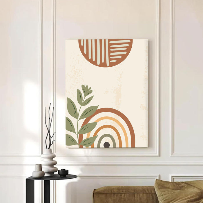 Abstract Rainbow leaves botanical Stretched Canvas Wall Art Modern Boho Illustration Painting for Home & Office Wall Decor, (16x22 Inch)