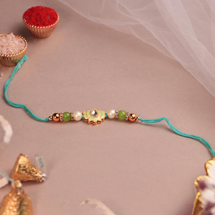 Rakshabandhan Gift Hamper for Brother and Bhabhi, Photo Frame and Serving Tray, Lotus Rakhi with Chawal and Roli Gift Set for Celebrate Raksha Bandhan