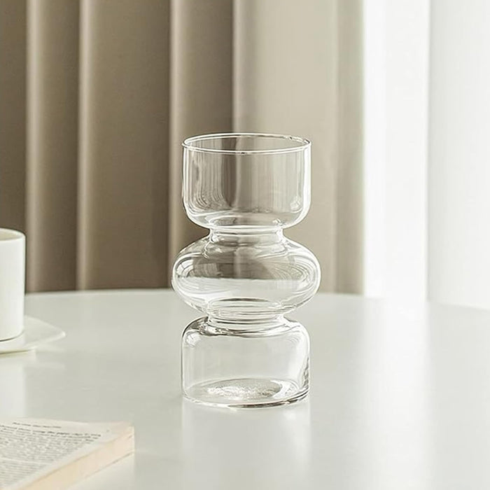 Glass Flower Vase for Modern Decorative Flower and Plants for Table Centerpiece Decoration (10x18 cm)