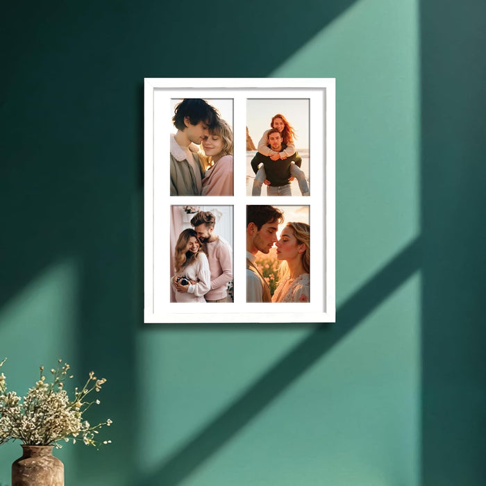 Photo Frame Collage 10x15 cm Photos Display 4 Openings Wall Mounting Photo-Frame (31x39 cm)