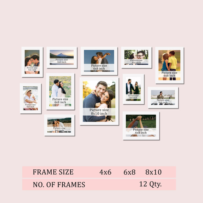 Family Photo Frame Set of 12 for Wall Decor, Wooden Finish Collage Picture Frames for Living Room, Bedroom, Multi-Size Wall Hanging Gallery Frame Set, (7 Set 4x6, 4 Set 6x8, 1 Set 8x10 Inch)