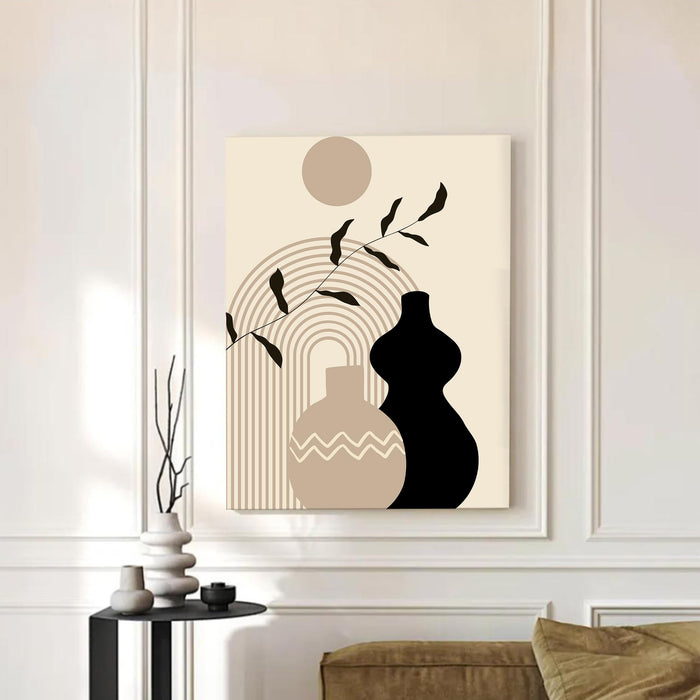 Abstract Vases Stretched Canvas Wall Art Modern Boho Illustration Painting for Home & Office Wall Decor, (16x22 Inch)