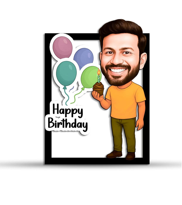 Happy Birthday For Men Personalized Gift for Friends, Brother, BFF, Boyfriend, Father Character Caricature Standee, Photo Frame Unique Design Customized Gift for Friends & Family