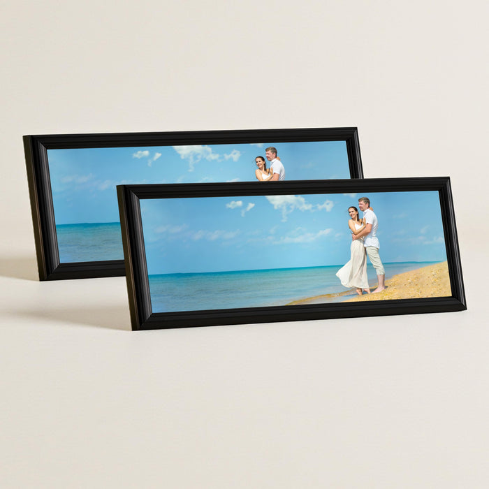Art Street Horizontal Photo Frame Set of 2 for Tabletop Display, Black Panoramic Wooden 4x12 Inch Picture Frames with Stand, Designer Photo Frame for Home Decor, Gift Picture Frames Set 12x32 cm