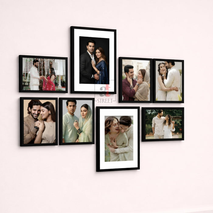 Art Street Photo Frame Set of 8 Black Wall Decor Collage Display Hanging Family Picture Frames Gallery Collection Decor Items Wall Mount Frames Birthday Anniversary Gift, 8x12 and 12x16 In