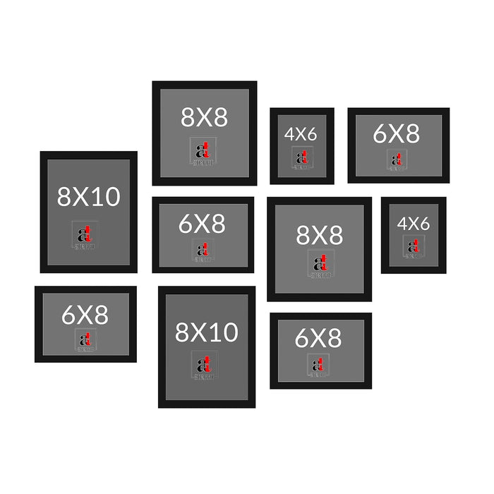 Wall Photo Frame Set of 8 | Gallery Wall Collage Picture Frames | Family Photo Display for Home Decor | Wall Hanging | 8x8 & 8x12 Inch