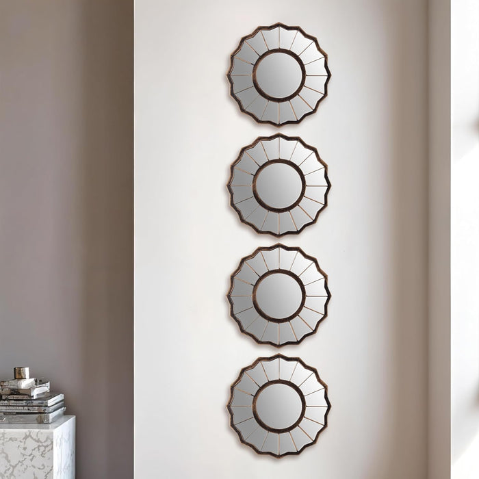Lustrus Flower Decorative Wall Mirror Set of 4 Wall Hanging Mirrors (Size - 9 x 9 inch)