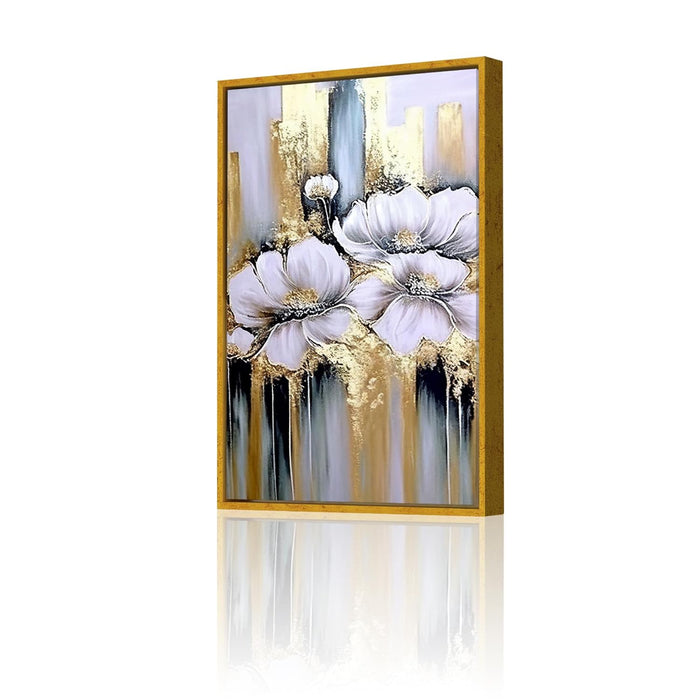 Art Street Canvas Painting Simple White Flower Framed Decorative Wall Art For Living Room (Size:23x35 Inch)
