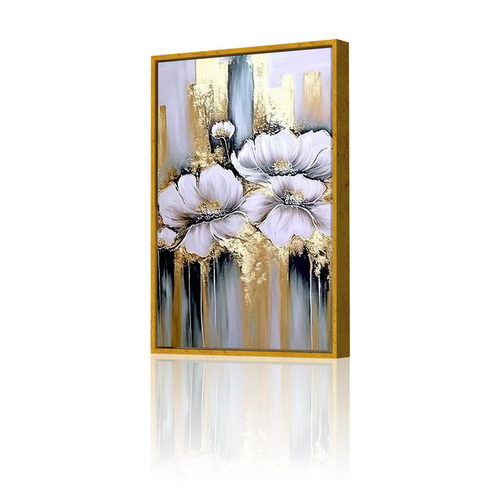 Canvas Painting Simple White Flower Decorative Wall Art For Living Room (Size:23x35 Inch)