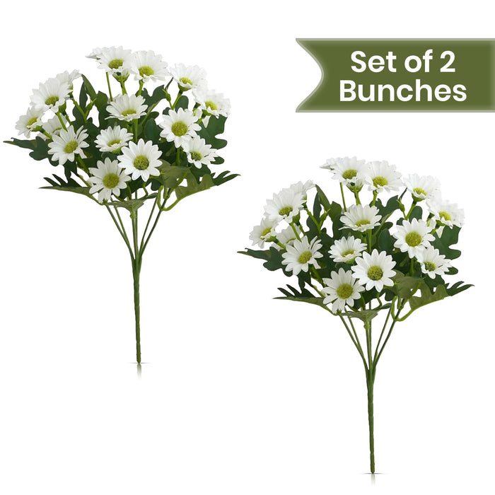 Art Street Artificial White Flowers Bunch |Daisy Flowers for Home | Living Room, Valentine Day Décor |Christmas Day, New Year Gift, 7 Head 21 Flowers| Pack of 2|Size 13 INCH, (Without Vase)