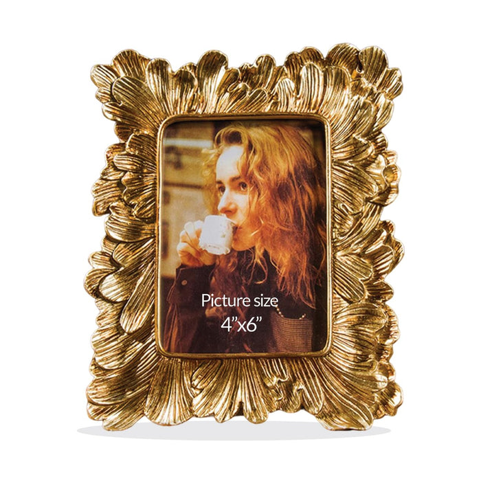 Geometric Gold Glass Photo Frame 4x6 Inch | Modern Metal Picture Frame for Tabletop Display | Wedding Dress, Home Décor & Gift