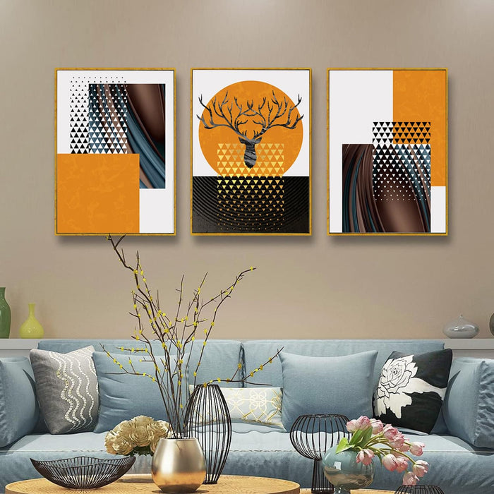 Art Street Abstract Canvas Painting For Home Décor (17x23 Inch, Set Of 3)