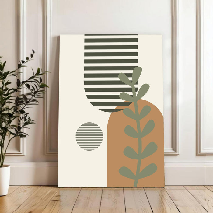 Abstract Botanical Stretched Canvas Wall Art Modern Boho Illustration Painting for Home & Office Wall Decor, (16x22 Inch)