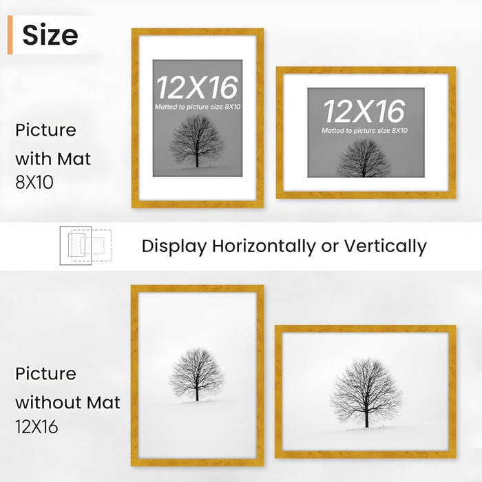 Art Street Photo Frame For Wall Set of 5 Golden Picture Frame For Home and Office Decoration, Size -(Size -12x16 Inches)