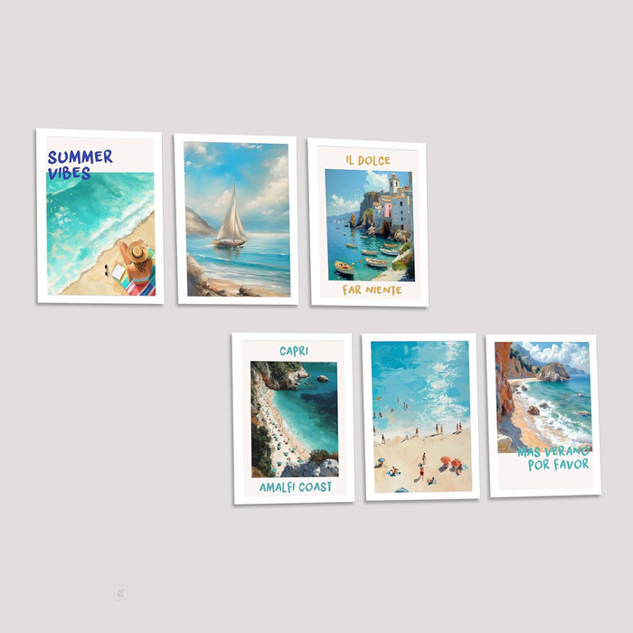 Beach-Ocean Nautical Theme Framed wall Art Print for Home Decor Set of 6 (A4)