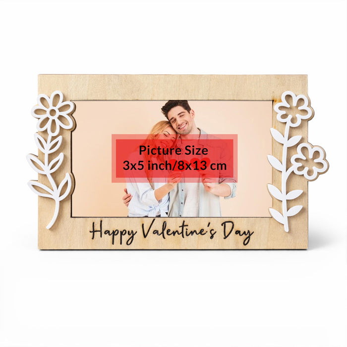Art Street Happy Valentine’s Day Gift for Couples Girlfriend Boyfriend Romantic Couple Gift Photo Frame Love Token Floral Tabletop Photo Frame for Home Decor, for 8x13 cm Image