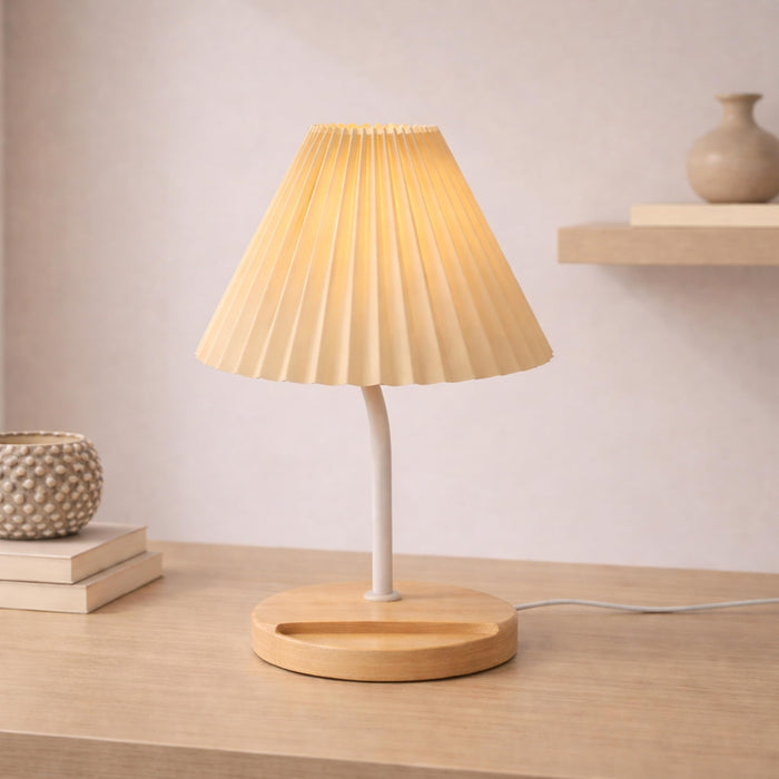 Decorative Bedside Table Lamp With Phone Holder Night Light Desk Side Table Warm White Conical Lamps For Living Room Bedroom 13x24 cm (With LED Light)
