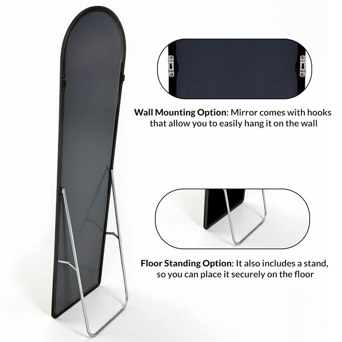 Cheval Mirror 4.5 Feet Arch Mirror for Bedroom | Full Length Dressing Mirror Aluminum Frame with Stand (Gold, 37x147 CM)