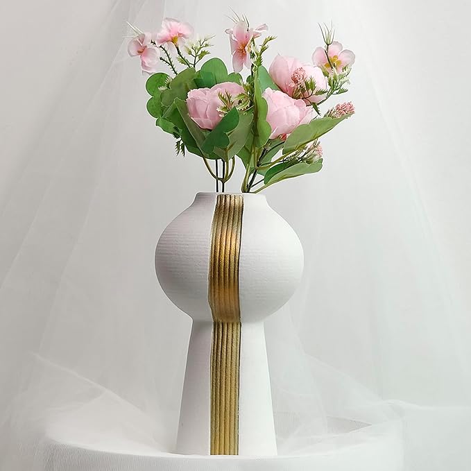 Ceramic Flower Vase for Home Décor, (3x8 inch), Flowers Not Included