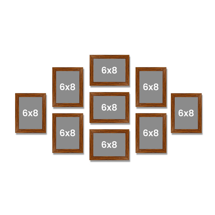 Art Street Family Photo Frame Set of 9 for Wall Decor, Wooden Finish Collage Picture Frames for Living Room, Bedroom & Home Decoration, Multi-Size Wall Hanging Gallery Frame Set, (Size, 6x8 Inch)