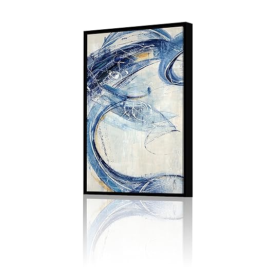 Art Street Canvas Painting Wooden Floater Abstract Waves Decorative Wall Art For Living Room (Size:23x35 Inch)