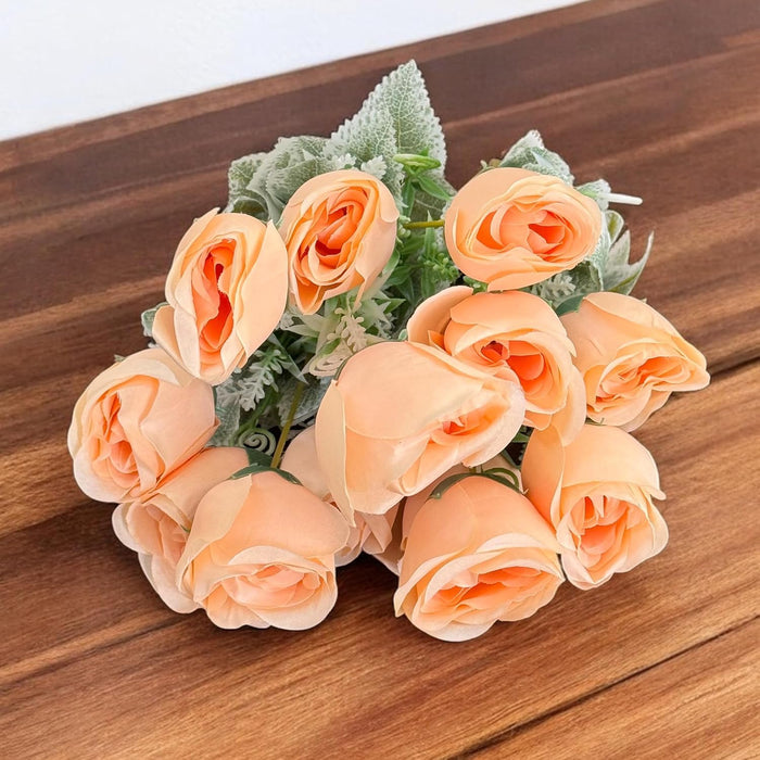 Art Street Artificial Peach Rose Flowers Bouquet for ' S Day, Rose Flowers Bunch