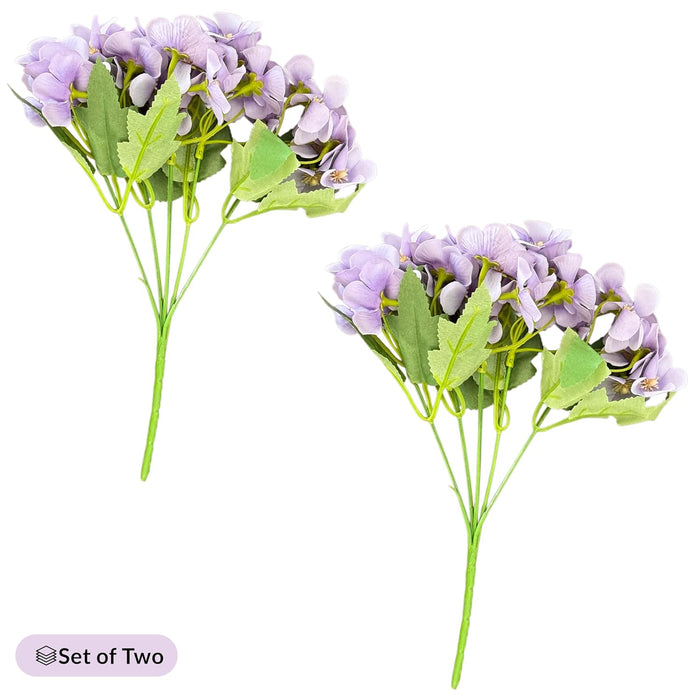 Bouquet Hydrangea Artificial Silk Flowers Bride Hand Bouquet Fake Flowers Bunch. (11 Inch, Set of 2, Purple) (Vase Not Included)