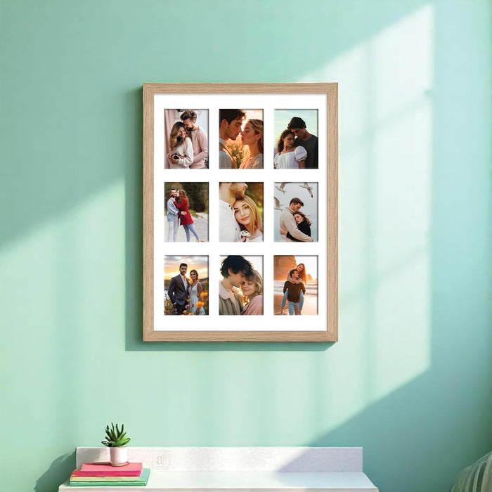 Photo Frame Collage 7x10 cm Photos Display 9 Openings Wall Mounting Home Décor, Photo-Frame (34x44 cm)
