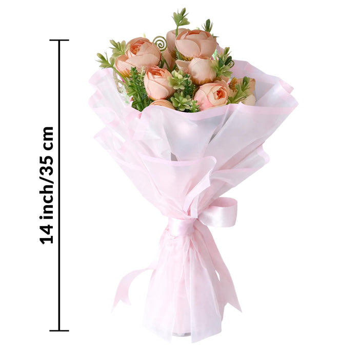 Art Street Artificial Rose Bouquet, Peach Flower Arrangement, Handmade Fabric Flowers for Valentine's Day Gift, Birthday, Anniversary, Romantic Gift for Women, Men, Home Decor, Couple, 35 cm