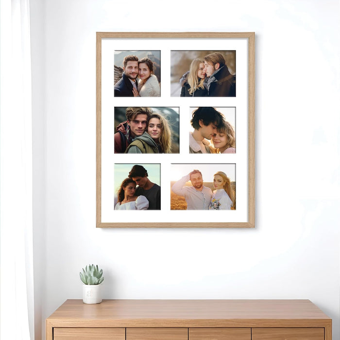 Photo Frame Collage 13x18, 13x13 cm Photos Display 6 Openings Wall Mounting Home Décor Photo-Frame (44x54 cm)