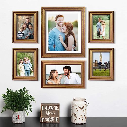 Premium Black photo frames for wall ,living room ,Gift - Set of 6 . ( Size 5x7, 6x10, 10x12 inches )