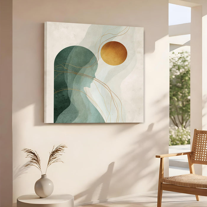 Women Boho Circles Stretched Canvas Wall Art Painting For Living Room, Modern Minimalist Earth Tone Painting, Contemporary Abstract Decor for Living Room, Office & Studio (56xx56 cm)