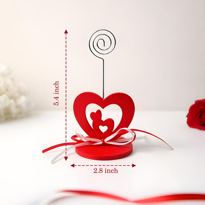 Romantic Heart Photo Clip Stand | Love Memo Holder with Metal Wire Clip | Valentine, Anniversary & Couple Gift Decoration for Table, Desk & Room Décor