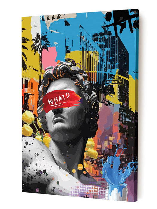 Art Street Stretched Canvas Painting David Statue Pop Graffiti Art For Home (Size: 16x22 Inch)