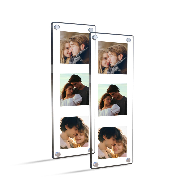 Acrylic Magnetic Picture Photo Frames 5x15 Cm Set of 2, Custom Acrylic Refrigerator, Long Rectangle Fridge Magnetic Photo Frames.