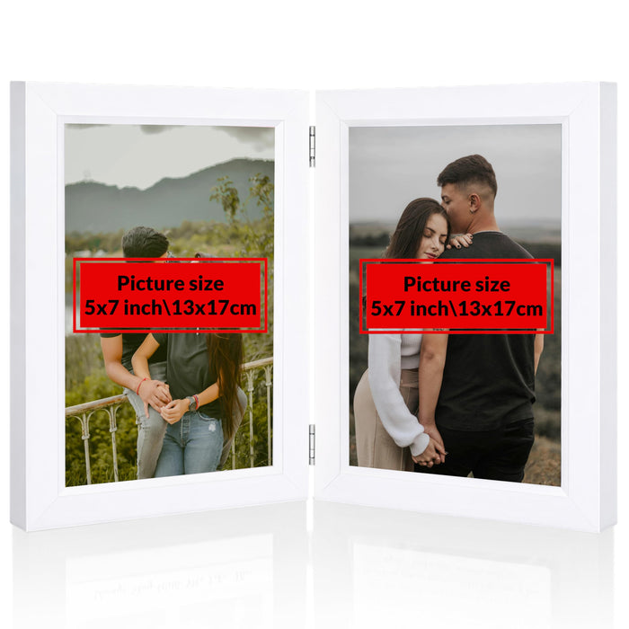 Art Street Folding Table Stand Valentine Couple White 5x7 Inch Photo Frame For Home Décor | Foldable Photo Frame with Acrylic Plexiglass | For Bedroom, Hallways, Office, Living Room (13x18 CM)