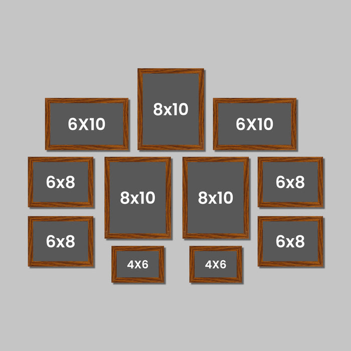 Art Street Family Photo Frame Set of 11 for Wall Decor, Wooden Finish Collage Picture Frames for Living Room, Bedroom, Multi-Size Wall Hanging (2 Sets 4x6, 4 Set 6x8, 3 Set 8x10, 2 Set 6x10 Inch)