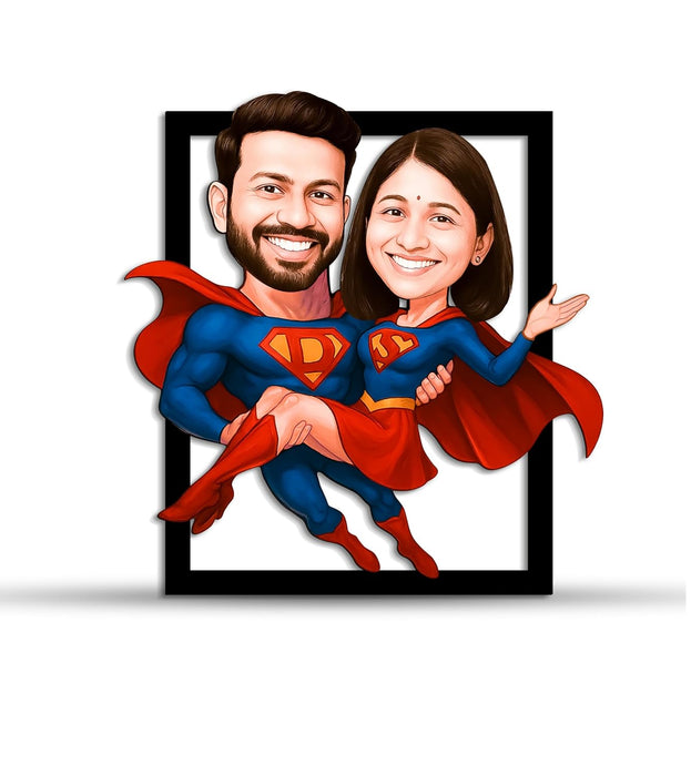 Personalized Gift for Friends, Brother, BFF, Boyfriend, Father Superhero Character Caricature Standee, Photo Frame Unique Design Customized Gift for Friends & Family