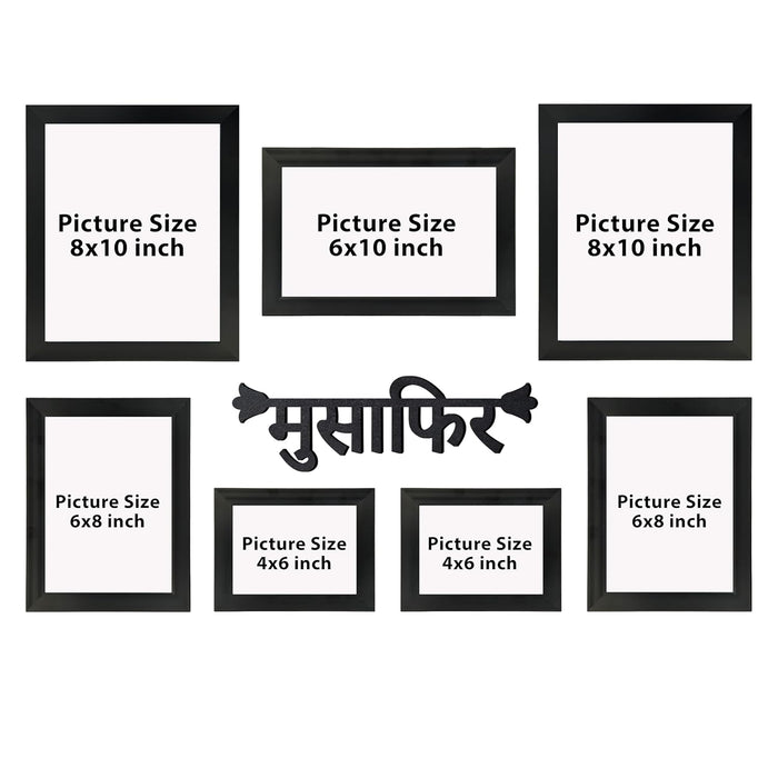 Wall Photo Frame for Home Décor (Set of 6), Plexiglass, with Hindi Quotes Photo Frame (3 pcs- 8x10 Inches, 3 pcs-6x8 Inches)