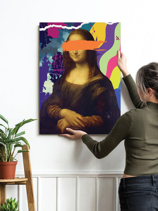 Art Street Stretched Canvas Painting Mona Lisa Pop Graffiti Art For Home Decor (Size: 16x22 Inch)