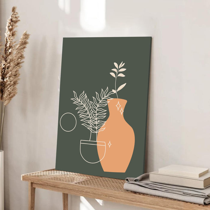Abstract Vase Stretched Canvas Wall Art Modern Boho Illustration Painting for Home & Office Wall Decor, (16x22 Inch)