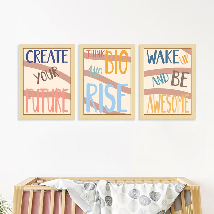 Art Street Create Your Future Colorful Nursery Kids Art Print for Home & Kids Room, Wall Hanging Decorative gifts (Set of 3, 12.7x17.5 Inch, A3)